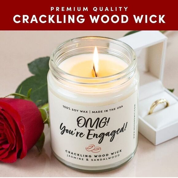 NWT Wool + Pepper Co. OMG YOU’RE ENGAGED Soy Wood Wick Candle - Picture 2 of 5